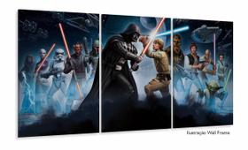 Quadro Decorativo Star Wars A5 Com Tela Em Tecido 3 peças