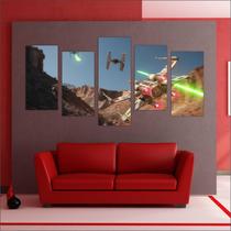 Quadro Decorativo Star Wars Nave Salas Quartos 5 peças com Moldura