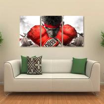 Quadro Decorativo Street Fighter Ryu Tela Em Tecido 3 Peças