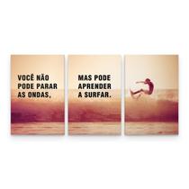 Quadro Decorativo Surf Ondas Praia Frase Mosaico