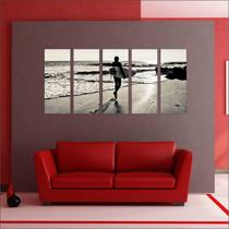 Quadro Decorativo Surf Surfista Mar Praia Onda Mosaico Com 5 Peças GG2