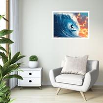 Quadro Decorativo Surfista Onda Pôr do Sol - 50x70cm