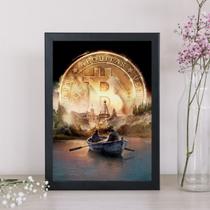 Quadro Decorativo Surrealista Bitcoin 24x18cm - com vidro - Quadros On-line