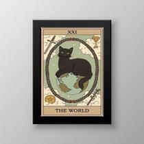 Quadro decorativo tarot o mundo gato 24x18cm - com vidro