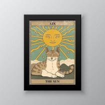 Quadro Decorativo Tarot Sol Gato 33x24cm - Vidro