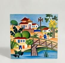Quadro decorativo Tarsila do Amaral, Mamoeiro, em tela acetinada, pronto para pendurar