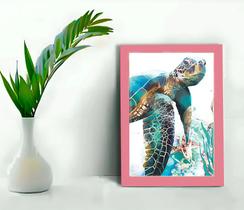 Quadro Decorativo Tartaruga Aquarela + Vidro 33x25 Estudio Quadro Decorativo Tartaruga Aquarela + Vidro 33x25 Estudio
