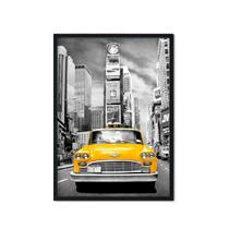 Quadro Decorativo Táxi Amarelo Nova York Preto Amarelo Sala Quarto Escritório