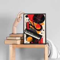 Quadro Decorativo Teclado - Música 33x24cm - com vidro