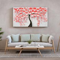 Quadro Decorativo Tela Canvas Flores e Folhas Red Flower Tree - 90x60 cm