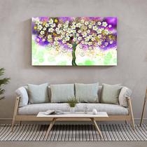Quadro Decorativo Tela Canvas Folhas e Flores Florescer Roxo - 90x60 cm