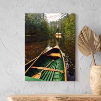 Quadro Decorativo Tela Canvas Paisagem Canoa em Riacho Verde - 90x60 cm