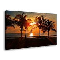 Quadro Decorativo Tela Grande Pôr do Sol na Praia com Palmeiras Paisagem Tropical Moderna para Sala e Quarto 50x80cm Borda Infinita Quadro Decorativo Tela Grande Pôr do Sol na Praia com Palmeiras Paisagem Tropical Moderna para Sala e Quarto 50x80cm Borda Infinita
