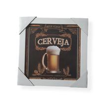 Quadro Decorativo Tema Cerveja Moldura Branca 23X23cm