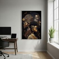 Quadro Decorativo Temático Africanos - 70x50cm Cor:Moldura Branca Quadro Decorativo Temático Africanos - 70x50cm Cor:Moldura Branca