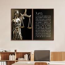 Quadro Decorativo Temático Direito com 2 Telas de Parede para Escritório Sala Hall