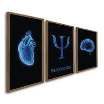 Quadro Decorativo Temático Profissões Psicologia com 3 Telas 50x75 ou 60x90 para Escritório Sala Lavabo