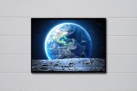 Quadro Decorativo Terra Vista da Lua com Moldura E Acetato Tamanho A3