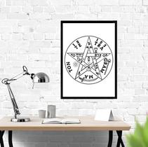 Quadro Decorativo Tetragrammaton Pentagrama Esotérico com Moldura E Acetato Tamanho A3