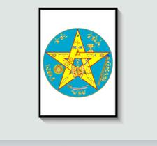 Quadro Decorativo Tetragrammaton Pentagrama Esotérico com Moldura E Acetato Tamanho A3