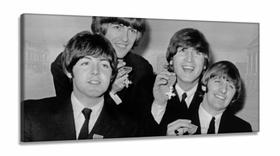 Quadro Decorativo The Beatles Sala em Tecido Canvas 130x60