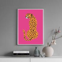 Quadro Decorativo The Leopard - Pink 33x24cm - com vidro