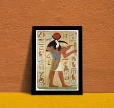 Quadro Decorativo Thoth Deus Egípcio 33x24cm Madeira Branca - Quadros On-Line