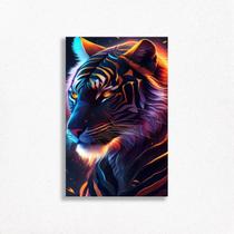 Quadro Decorativo Tigre Animal Cores Intensas Galáxia Espaço