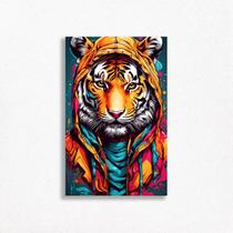 Quadro Decorativo Tigre Colorido Impressão Digital 65X40 Quadro Decorativo Tigre Colorido Impressão Digital 65X40