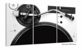 Quadro Decorativo Toca Disco 3 Peças 120x60 Cm Em Tecido Quadro Decorativo Toca Disco 3 Peças 120x60 Cm Em Tecido