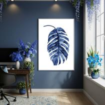 Quadro Decorativo Toque De Azul 70x50cm Mold Branca