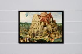 Quadro Decorativo Torre de Babel com Moldura E Acetato Tamanho A3