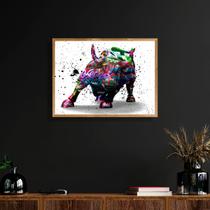Quadro Decorativo Touro de Wall Street Moldura Mel Quadro Decorativo Touro de Wall Street Moldura Mel