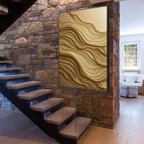 Quadro decorativo traços dourados 3D