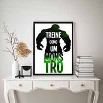 Quadro Decorativo Treine Como Um Monstro 33x24cm - com vidro