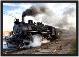 Quadro Decorativo Trem Locomotiva Decorações Salas Com Moldura