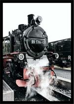 Quadro Decorativo Trem Locomotiva Máquinas Paisagem Salas Quartos Escritórios Com Moldura RC042