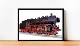 Quadro Decorativo Trem Locomotiva Máquinas Presentes Salas Quartos Escritórios Com Moldura RC015