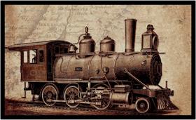 Quadro Decorativo Trem Locomotiva Máquinas Vintage Salas Escritórios Com Moldura RC000