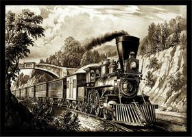 Quadro Decorativo Trem Locomotiva Máquinas Vintage Salas Quartos Escritórios Com Moldura RC020