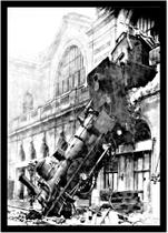 Quadro Decorativo Trem Locomotiva Paris (1895) Salas Quartos Escritórios Com Moldura RC027 Quadro Decorativo Trem Locomotiva Paris (1895) Salas Quartos Escritórios Com Moldura RC027