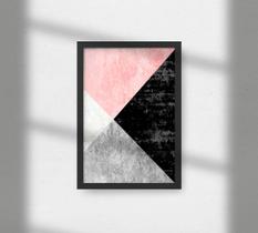 Quadro decorativo - triângulos rosa e preto Quadro decorativo - triângulos rosa e preto