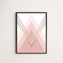 Quadro Decorativo Triângulos Rosês 33X24Cm - Com Vidro Quadro Decorativo Triângulos Rosês 33X24Cm - Com Vidro