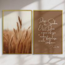 Quadro Decorativo Trigo e Versículo Bíblico