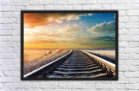 Quadro Decorativo Trilho Trem Paisagens Decorações Com Moldura Quadro Decorativo Trilho Trem Paisagens Decorações Com Moldura