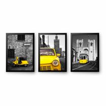 Quadro Decorativo Trio 40x60 Para Sala Carro Detalhes Amarelo Quadro Decorativo Trio 40x60 Para Sala Carro Detalhes Amarelo