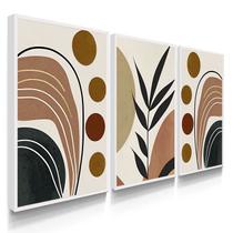 Quadro Decorativo Trio Abstrato Boho Com Moldura Quadro Decorativo Trio Abstrato Boho Com Moldura