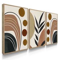 Quadro Decorativo Trio Abstrato Boho Com Moldura Quadro Decorativo Trio Abstrato Boho Com Moldura