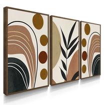 Quadro Decorativo Trio Abstrato Boho Com Moldura Quadro Decorativo Trio Abstrato Boho Com Moldura