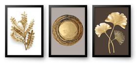 Quadro Decorativo Trio Abstrato Folhagem 60 x 40